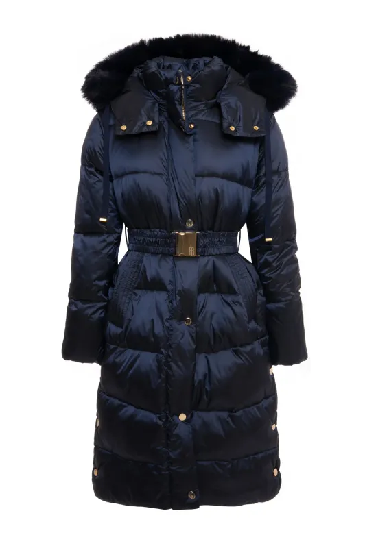 Long puffer jacket navy blue