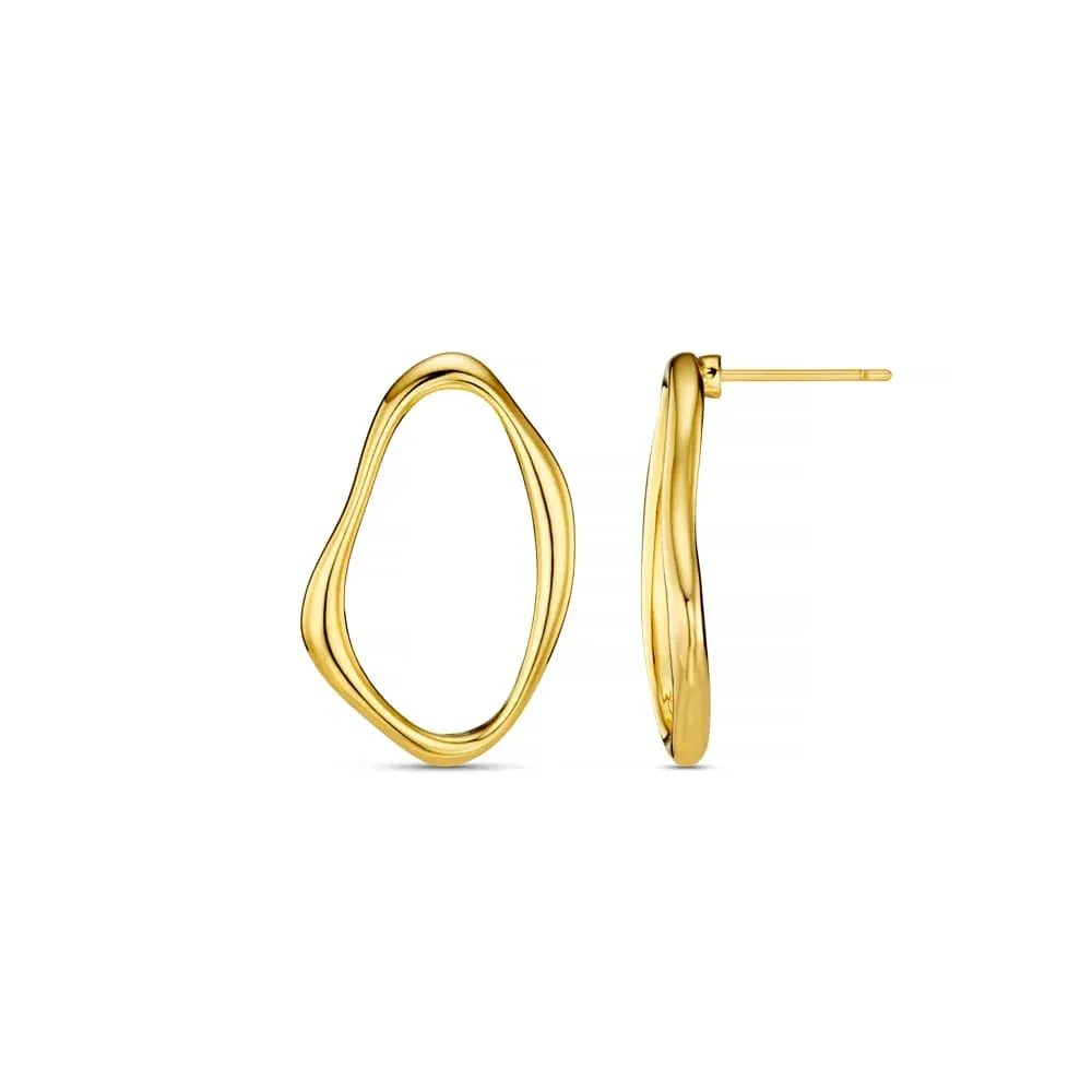 Open organic oval earrings gold
