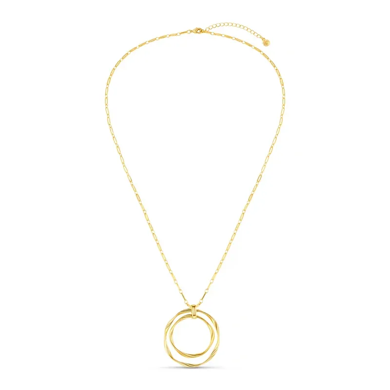 Statement ribbon interlocking pendant necklace gold