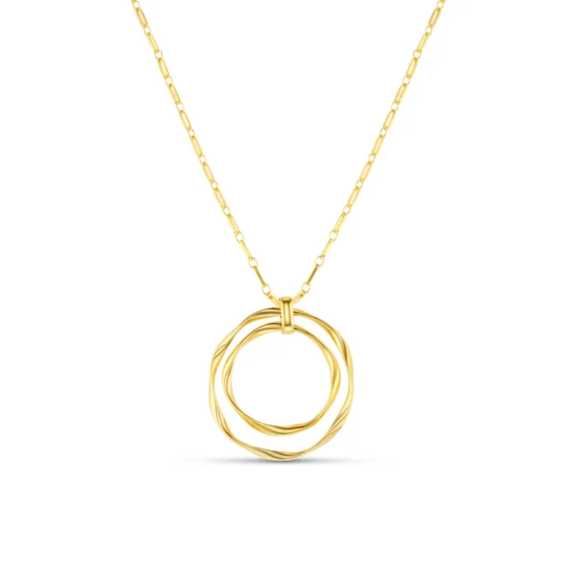 Statement ribbon interlocking pendant necklace gold