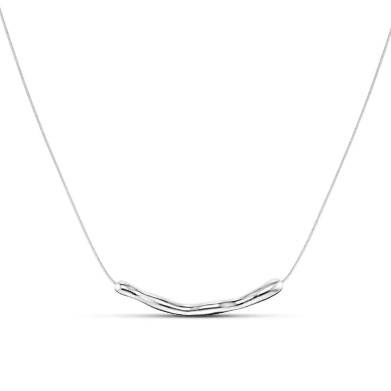 Molten bar adjustable necklace silver