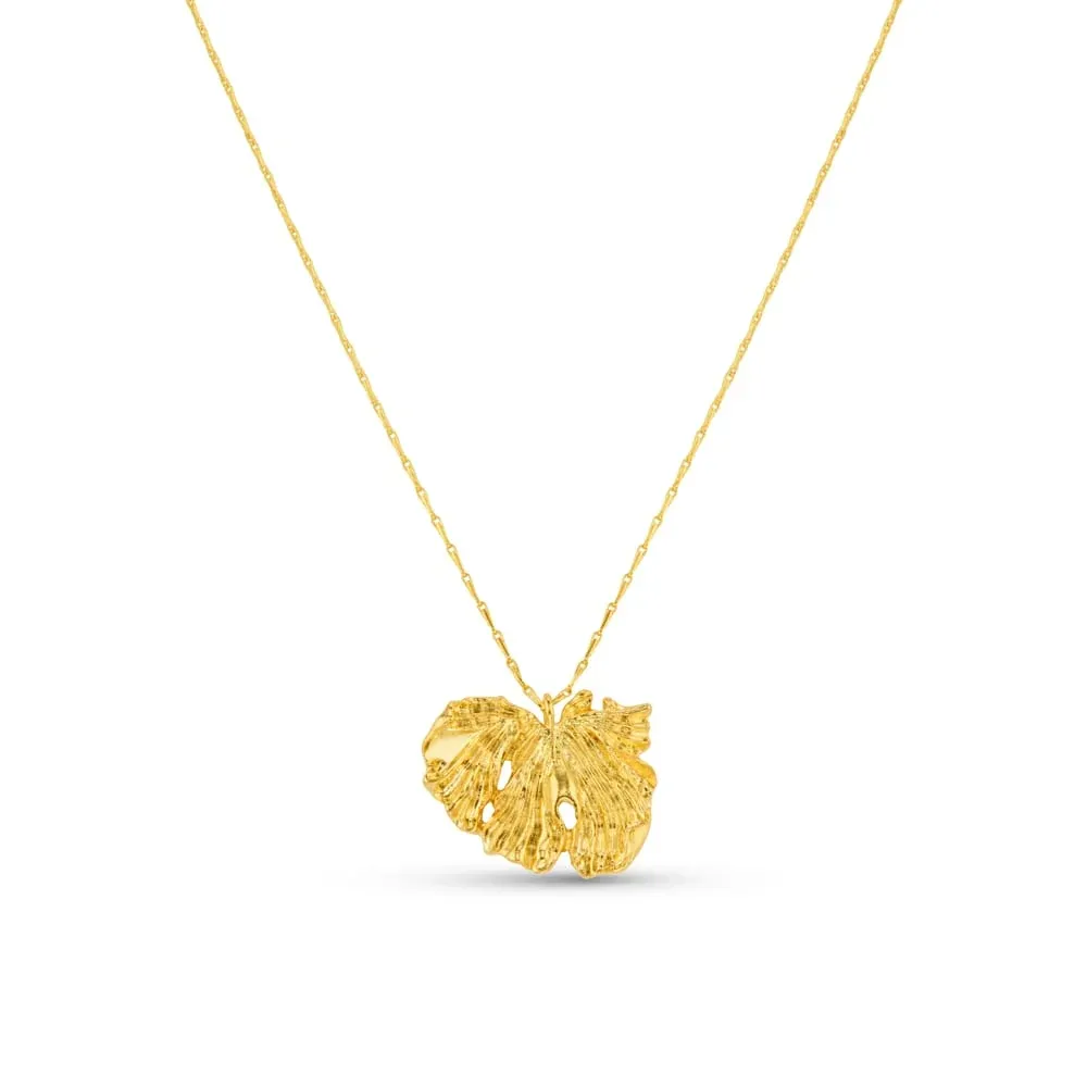 Molten leaf pendant necklace gold