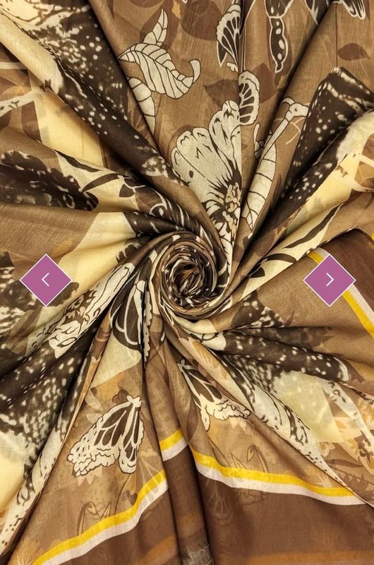 Deer meadow print scarf brown and camel