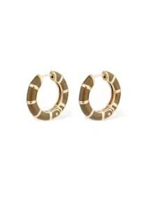 Bambou mini enamel earrings khaki green