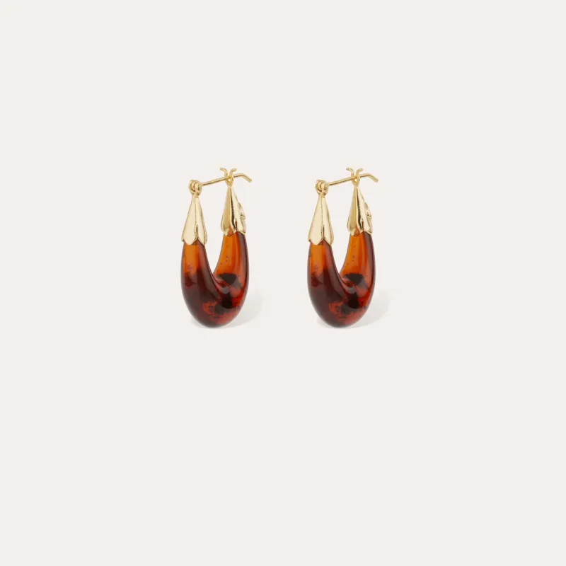 Ecume hoop gold earrings tortoise brown