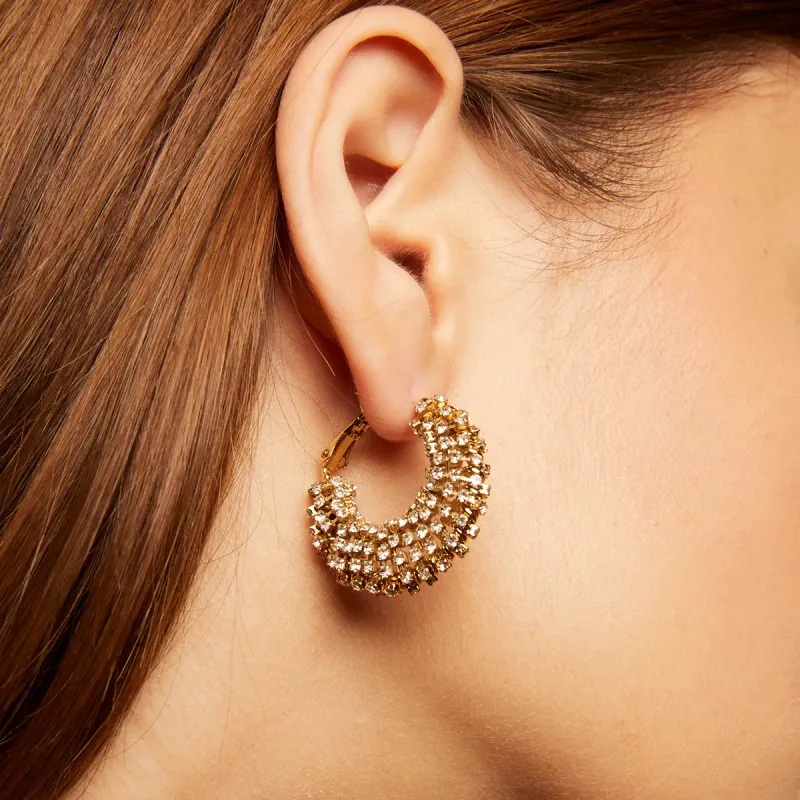 Izzia strass gold earrings crystal