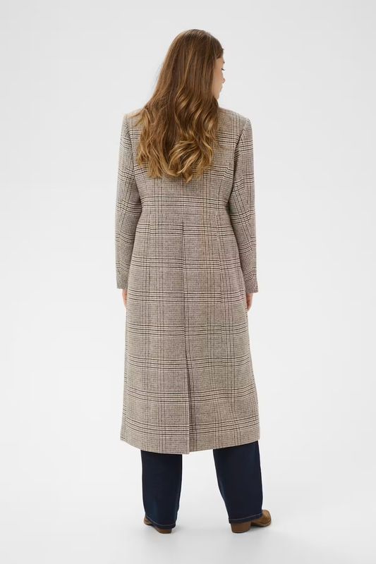 Georg long checked coat grey
