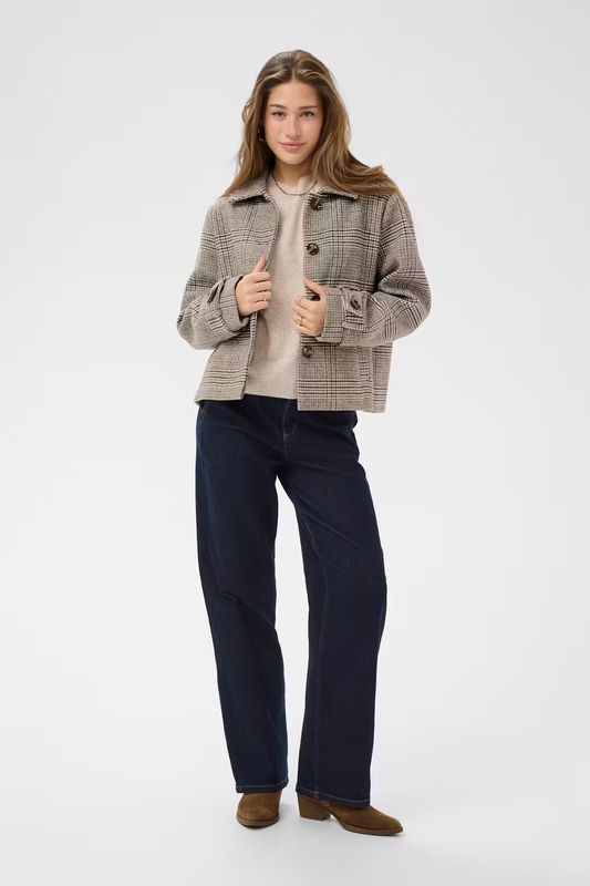 Georg short checked jacket grey brown