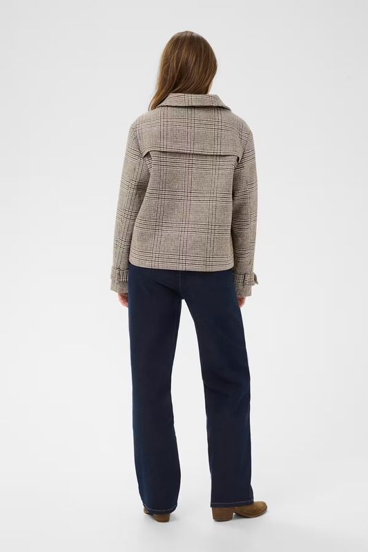 Georg short checked jacket grey brown