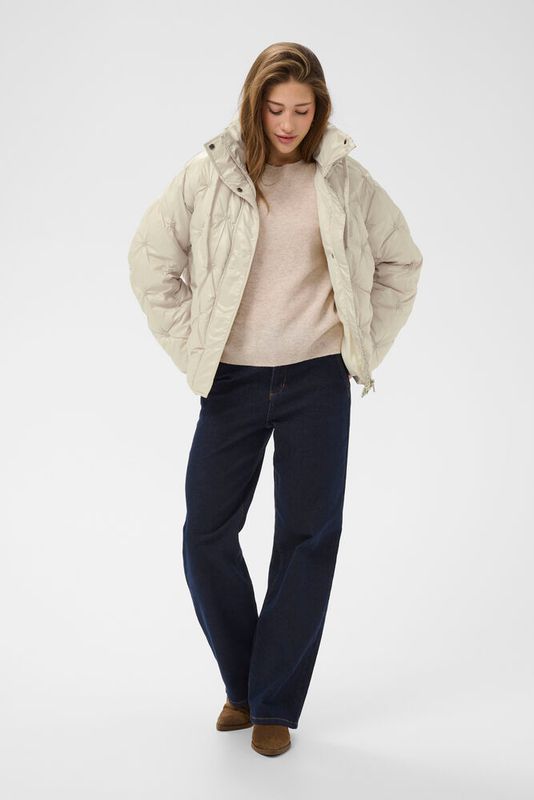 Drakie short puffer jacket cream beige