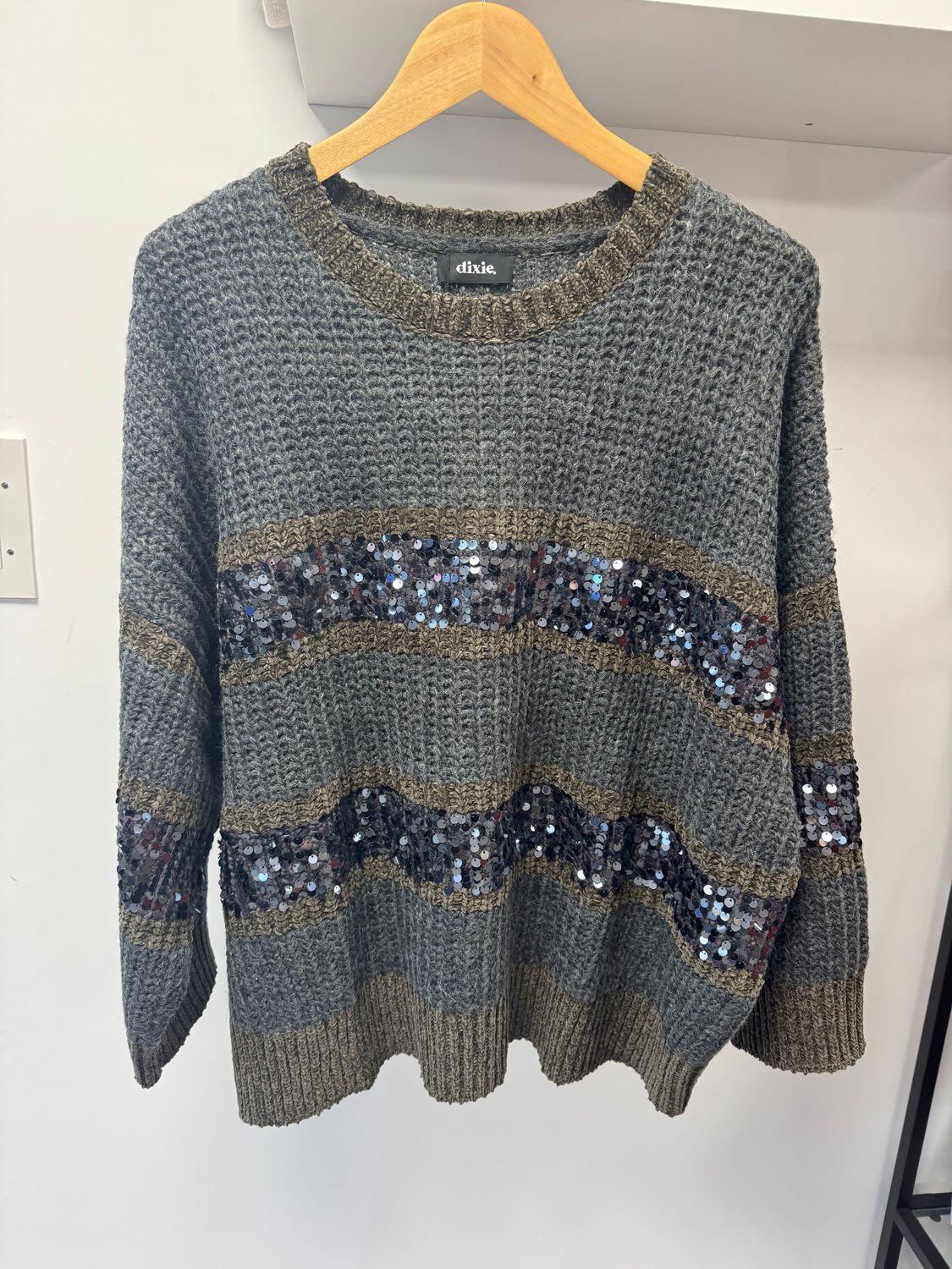 Charcoal grey knitted jumper with sequin detail