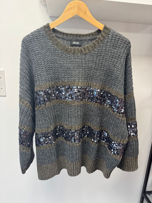 Charcoal grey knitted jumper with sequin detail