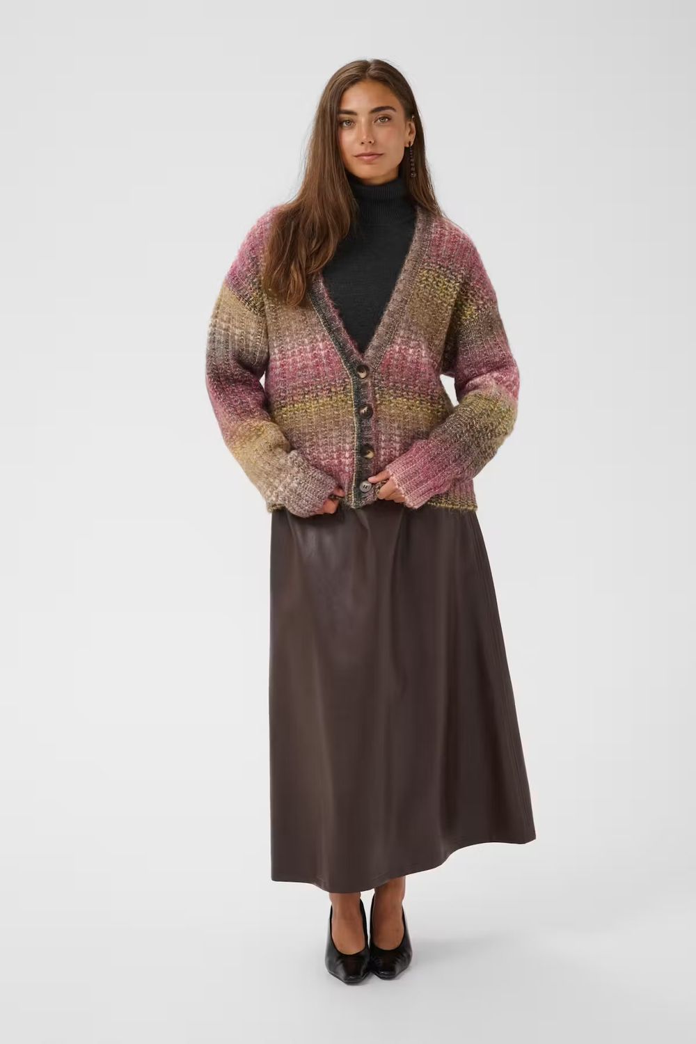 Jazz knitted cardigan red yellow mix