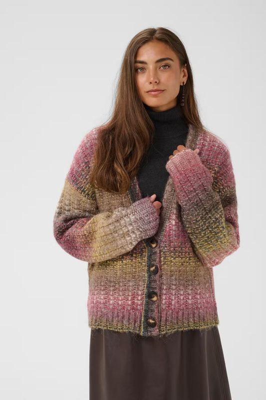 Jazz knitted cardigan red yellow mix
