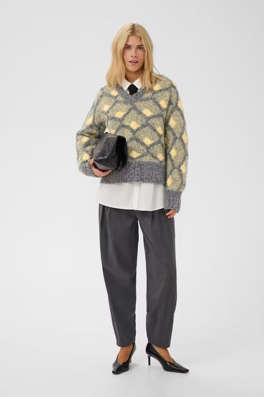 Gilan knitted v-neck jumper grey