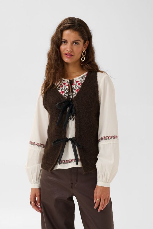 Bulp knitted waistcoat chocolate brown