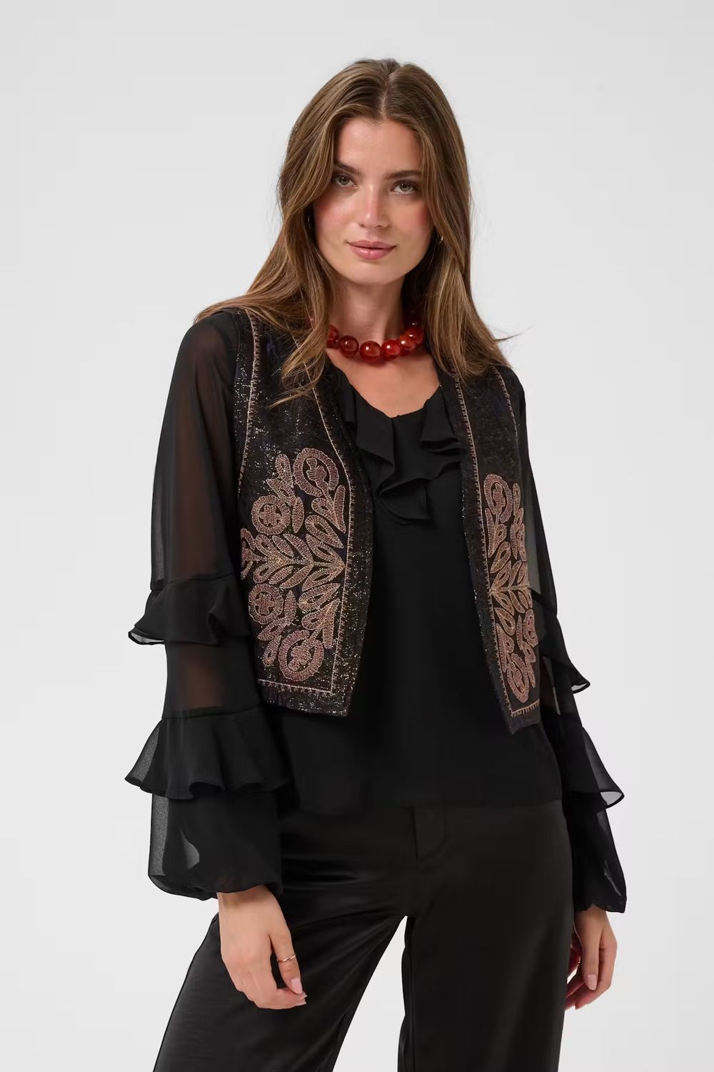 Gitta waistcoat midnight blue and black jacquard