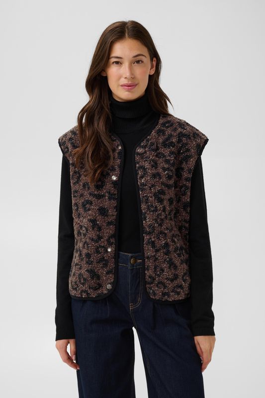 Titania teddy borg gilet leopard print brown