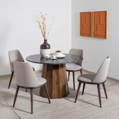 Raimond 4 Seater Dining Table Marble - Black & Brown