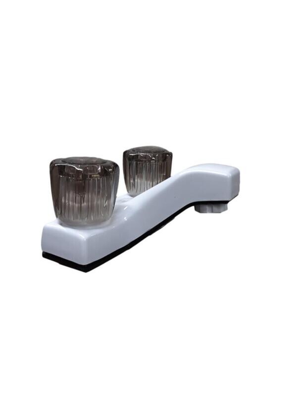 4" Vanity Faucet-White Smoke Handles