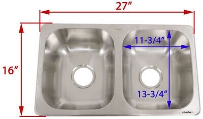 Kitchen Sink - Stainless Steel Double 27.25&quot; x 16.25&quot; x 7&quot;