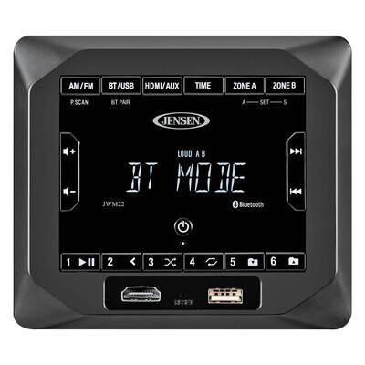 Jensen JWM22 2-Speaker Zones AM/FM|BT|HDMI|AUX Cube Wall Mount Stereo