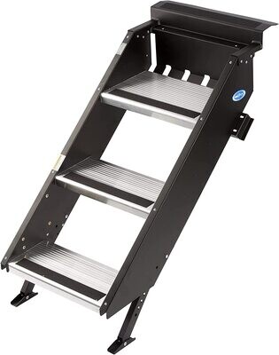 Morryde STP-203 Step Above-Gen2, 3 Step Entry Step, Manual , 9" Rise, Fits Inner Door Flange Width Of 21.75-22.25"