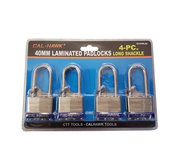 4pc 40mm Long Shackle Laminated Padlock