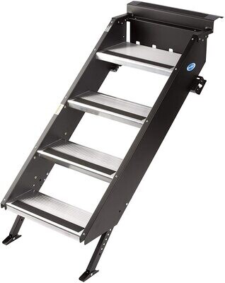 Morryde STP-212 Step Above-Gen2, 4 Step Entry Step, Manual, 8" Rise Fits Inner Door Flange Width Of 23.75-26.25"