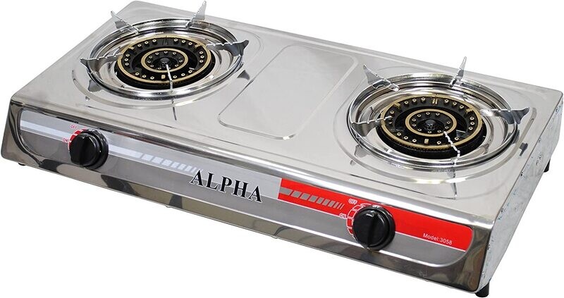 Alpha Deluxe Portable Propane Gas Stove Double Head Burner and New Regulator Hose