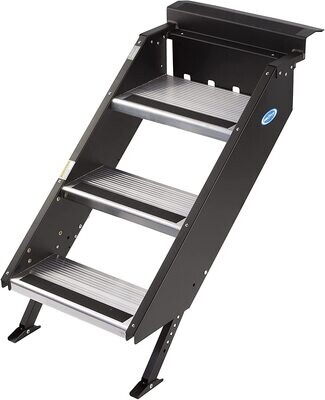Morryde STP-204 Step Above-Gen2, 3 Step Entry Step, Manual, 8" Rise  Fits Inner Door Flange Width Of 21.75-22.25"