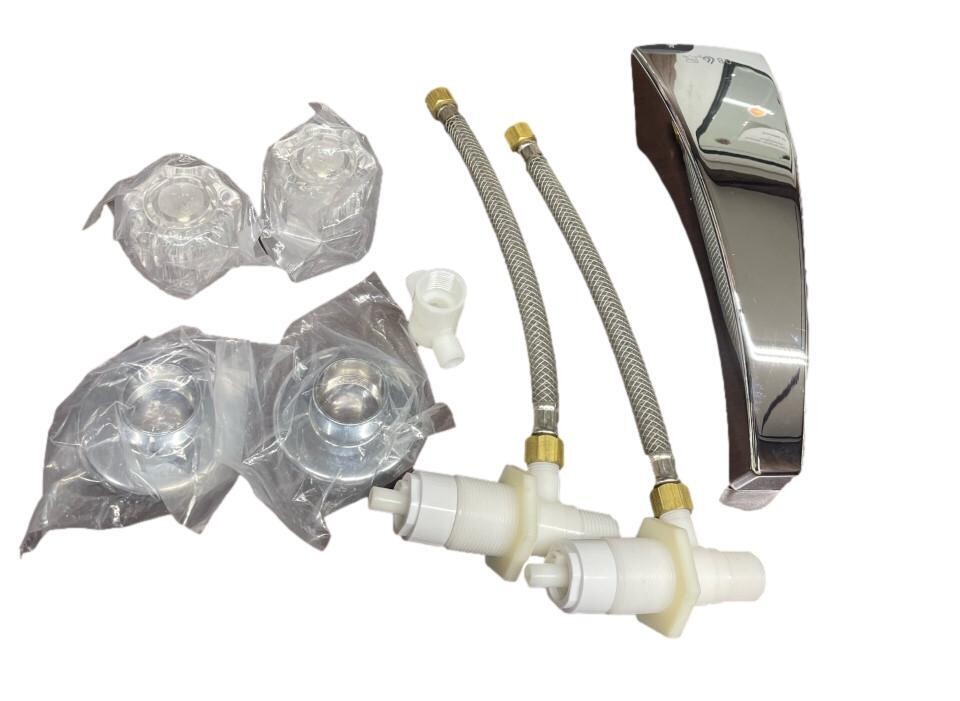 Chrome Tub Faucet with Clear Knob Handles Kit