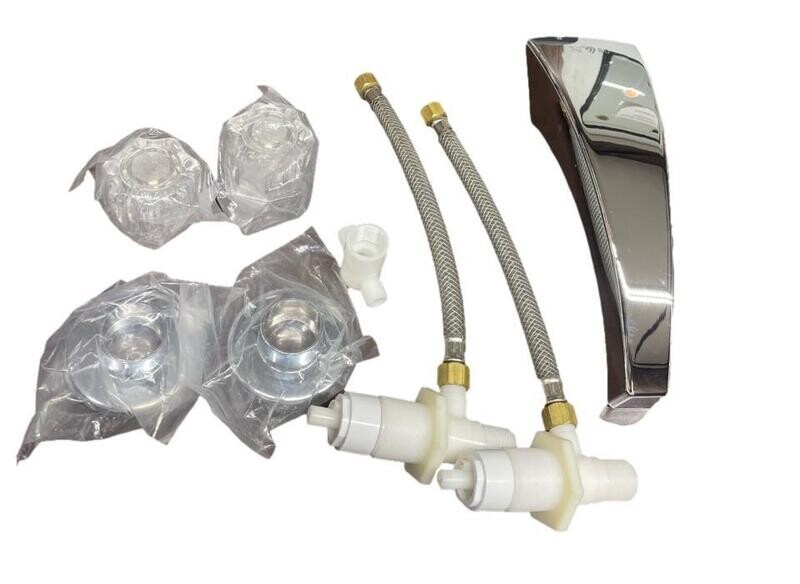 Chrome Tub Faucet with Clear Knob Handles Kit