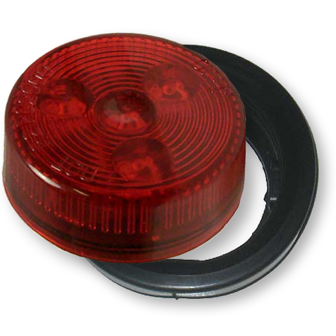 LED Trailer Light 2&quot; Round Red/Red w/Grommet &amp; Wire (J-15-RK)