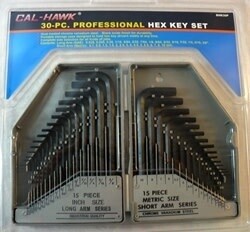 30 PC. Professional Hex Key Set SAE &amp; MM BHK30P