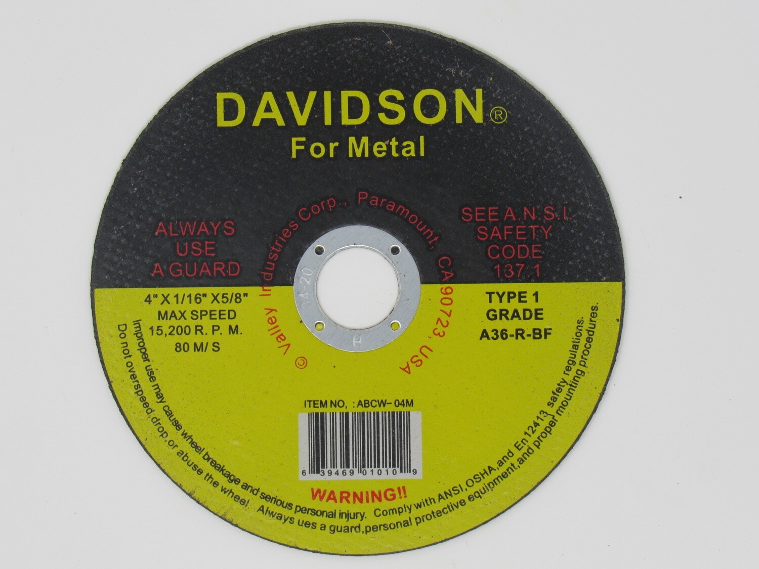 Davidson 4&quot;x 1/16&quot;x5/8&quot; Cut Off Wheel