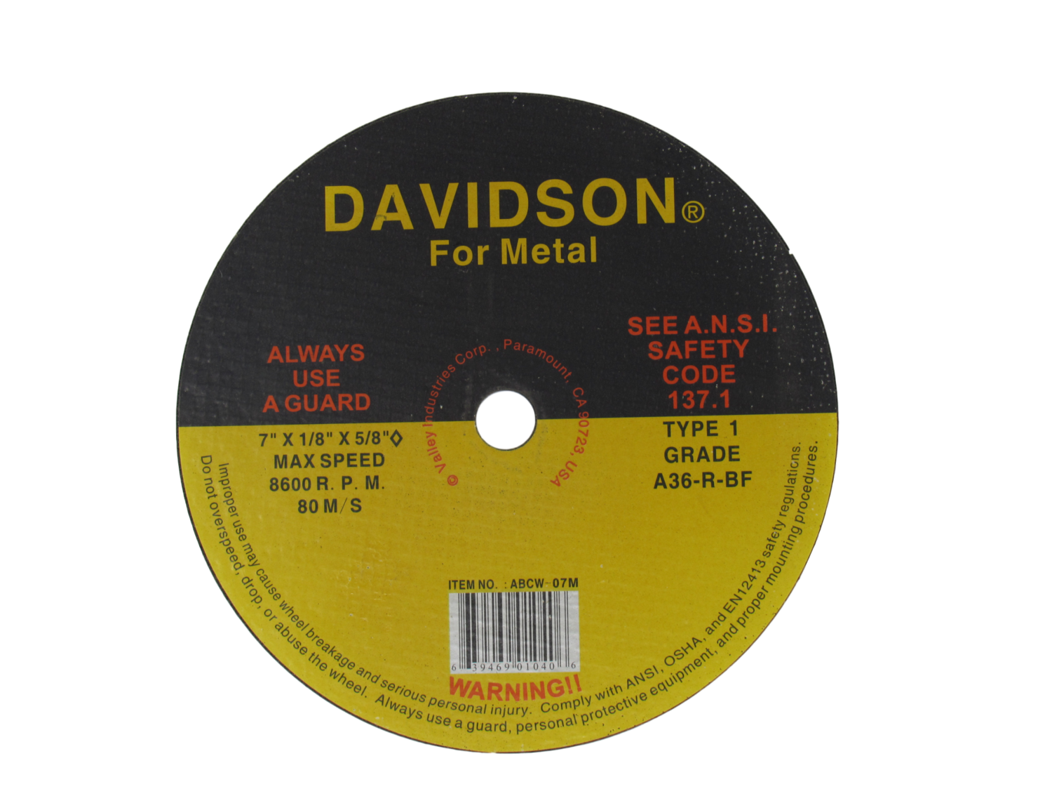 Davidson 7&quot;x1/8&quot;x5/8&quot; Cut Off Wheel