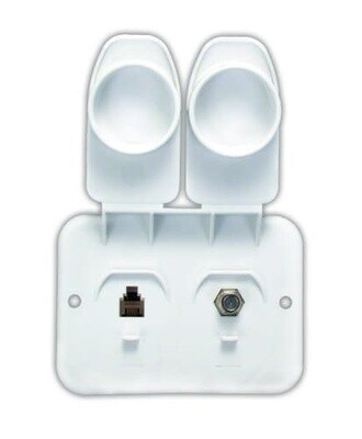 JR Products 543-A-2-A Polar White Phone/Cable Plate (4230)