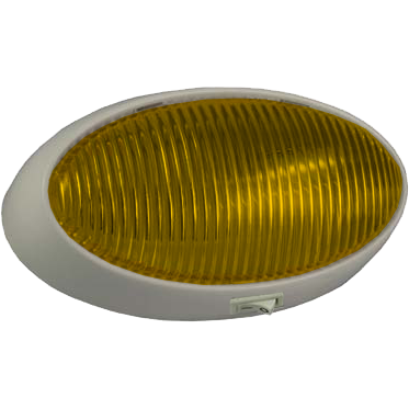 J-96-WSA Oval Porch Light Amber Lens/White Base w/Switch