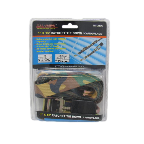 1&quot; x 15&#39; Ratchet Tie Down /Camo   BTDRLC