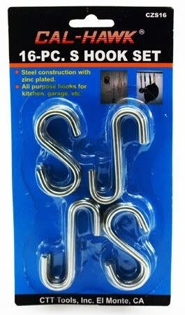Metal S-Hook 16pc Assorted
