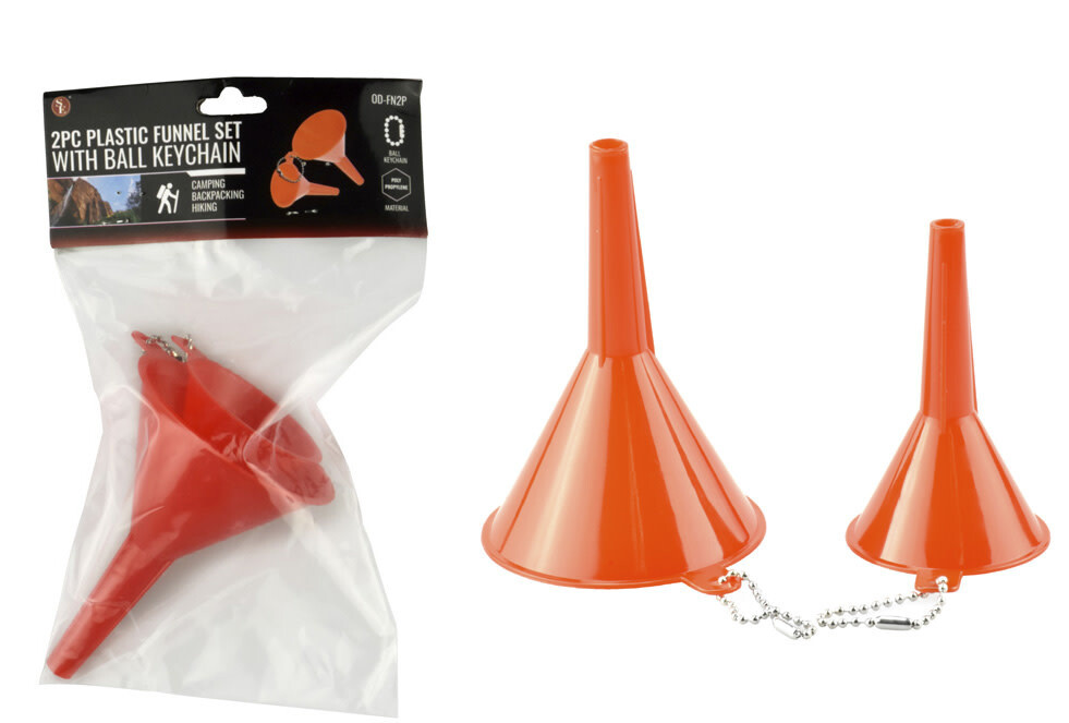2pc Plastic Funnel Set w/Chain  (OD-FN2P)