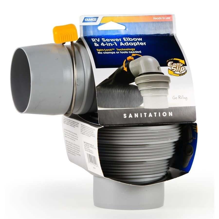 Easy Slip Elbow Fitting and 4-in-1 Adapter for RV Sewer Hose (39144)