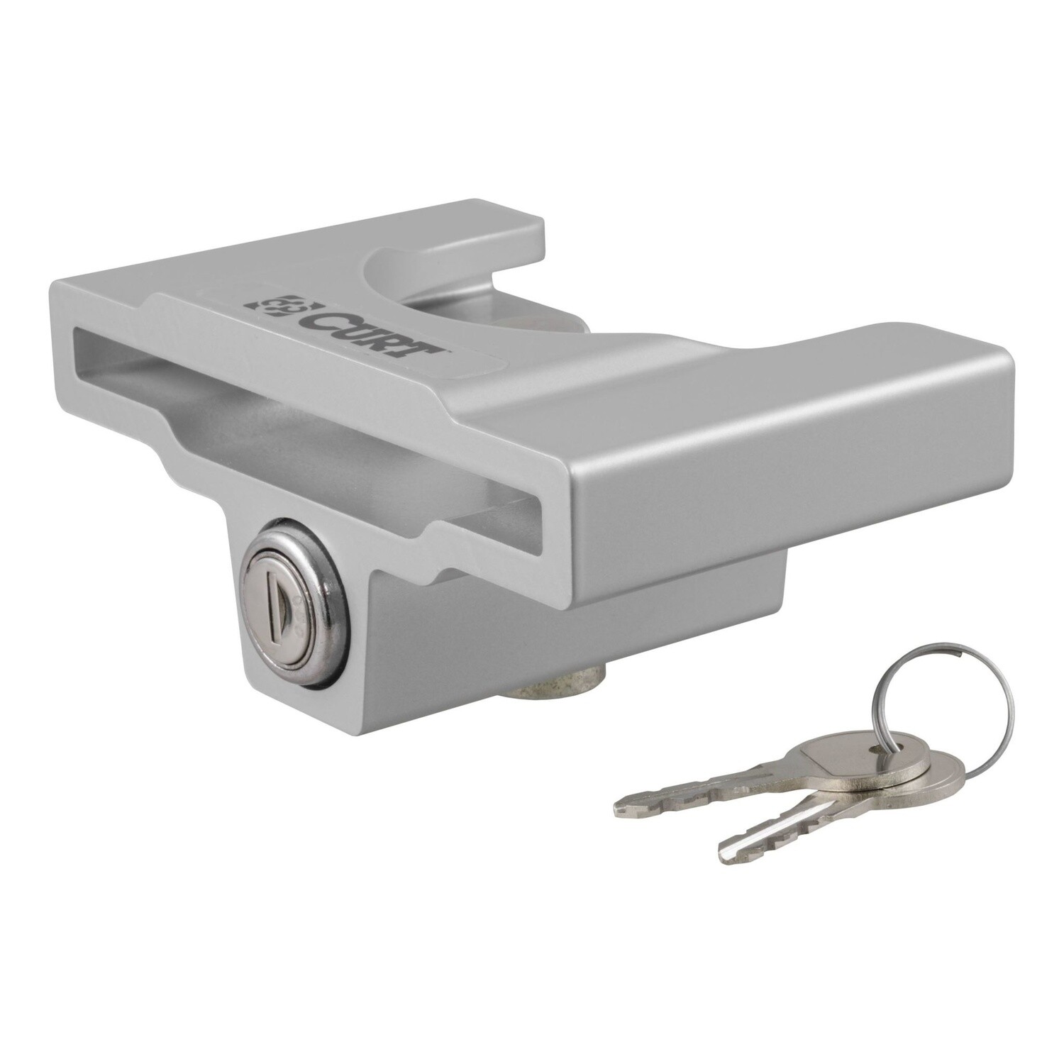 Curt Trailer Coupler Lock for 2&quot; or 2-5/16&quot; Flat Lip Couplers (Grey Aluminum) #23081 Discontinued