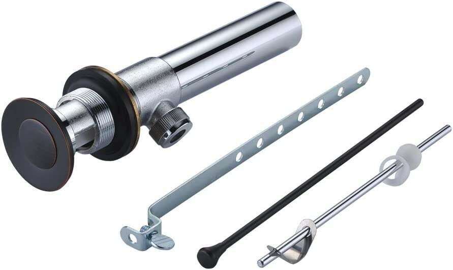 Bathroom Faucet Vanity Sink Metal Pop-Up Drain Stopper Assembly with Lift Rod and Overflow, Oil Rubbed Bronze Finish