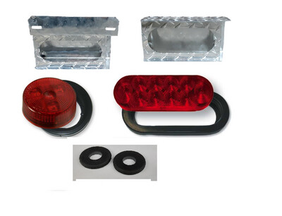 6&quot; Oval Light Box Diamond Plate Aluminum w/License Plate - Kit
