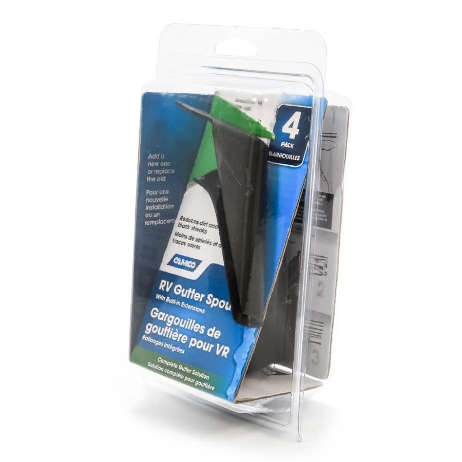 RV Gutter Spouts | w/Built In Extensions | Black | 4-Pack | 42452