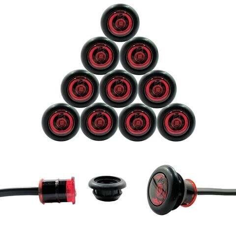 10 USA Made 3/4&quot; RED LED Clearance Marker Bullet Grommet Lights