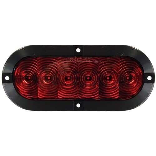 6&quot; Oval 6 LED STT Surface Mount Red Lens Tri-Pole (T66-RRST-1  Kit)