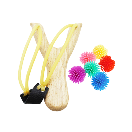 Wooden Slingshot With Silicone Balls
